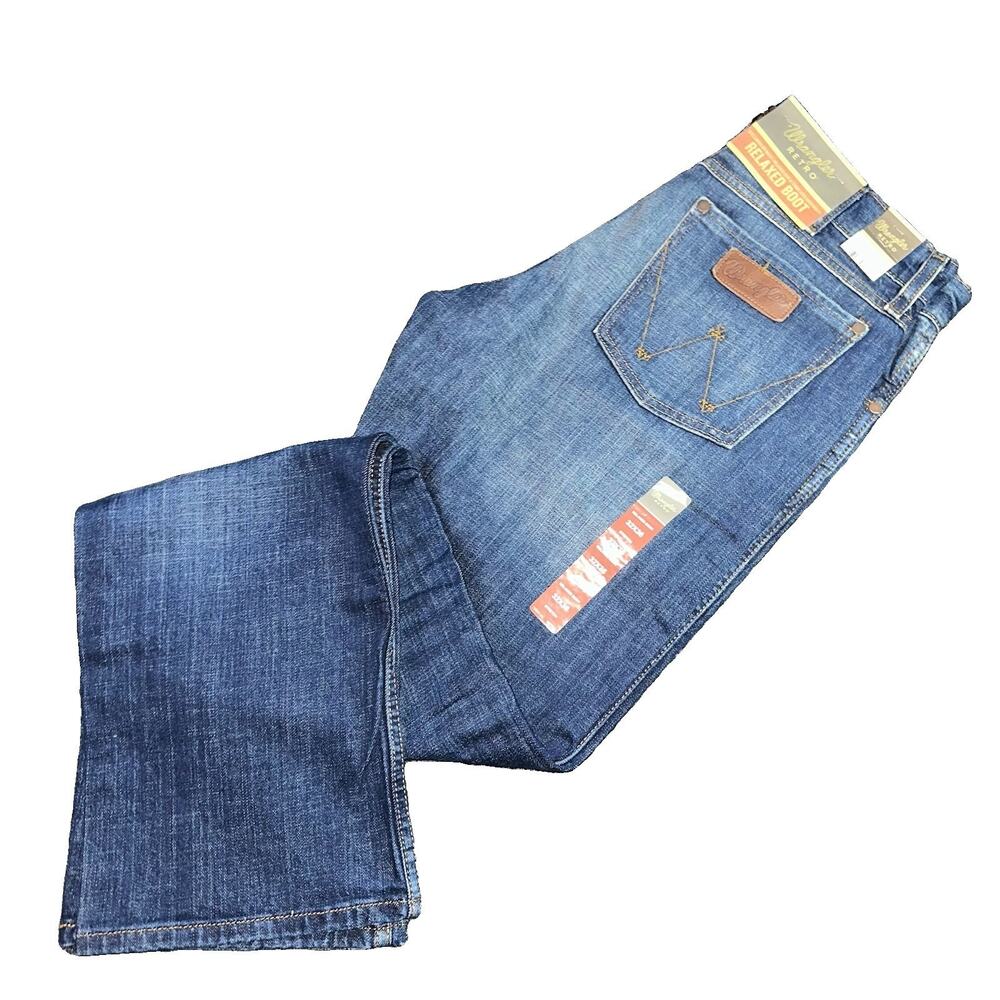 Wrangler Retro Jeans Mens 32x36 Relaxed Bootcut Medium Wash Denim NWT New 32